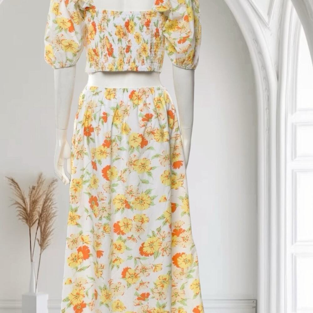 NWT Faithfull the Brand Loucetta Dress Palermo Floral Orange Size 2 XS - Picture 2 of 8